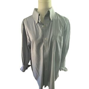Ralph Lauren Men's 17 35/36 Blue White Pinstripe No Iron Dress‎ Shirt